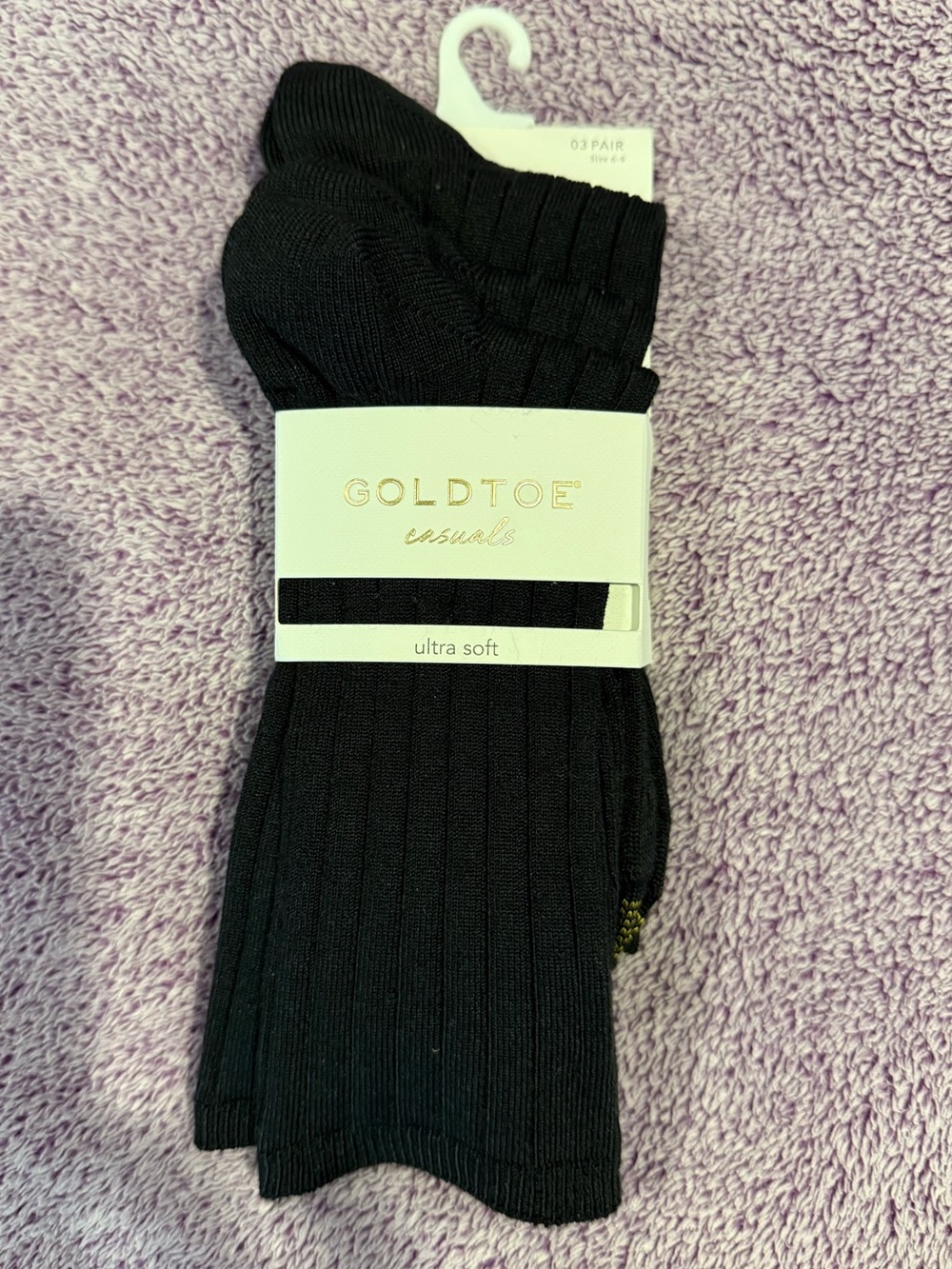 Gold Toe Black Ribbed Crew Socks - Casual Ultra Soft Pack